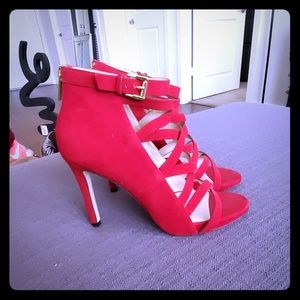 Red strappy heels